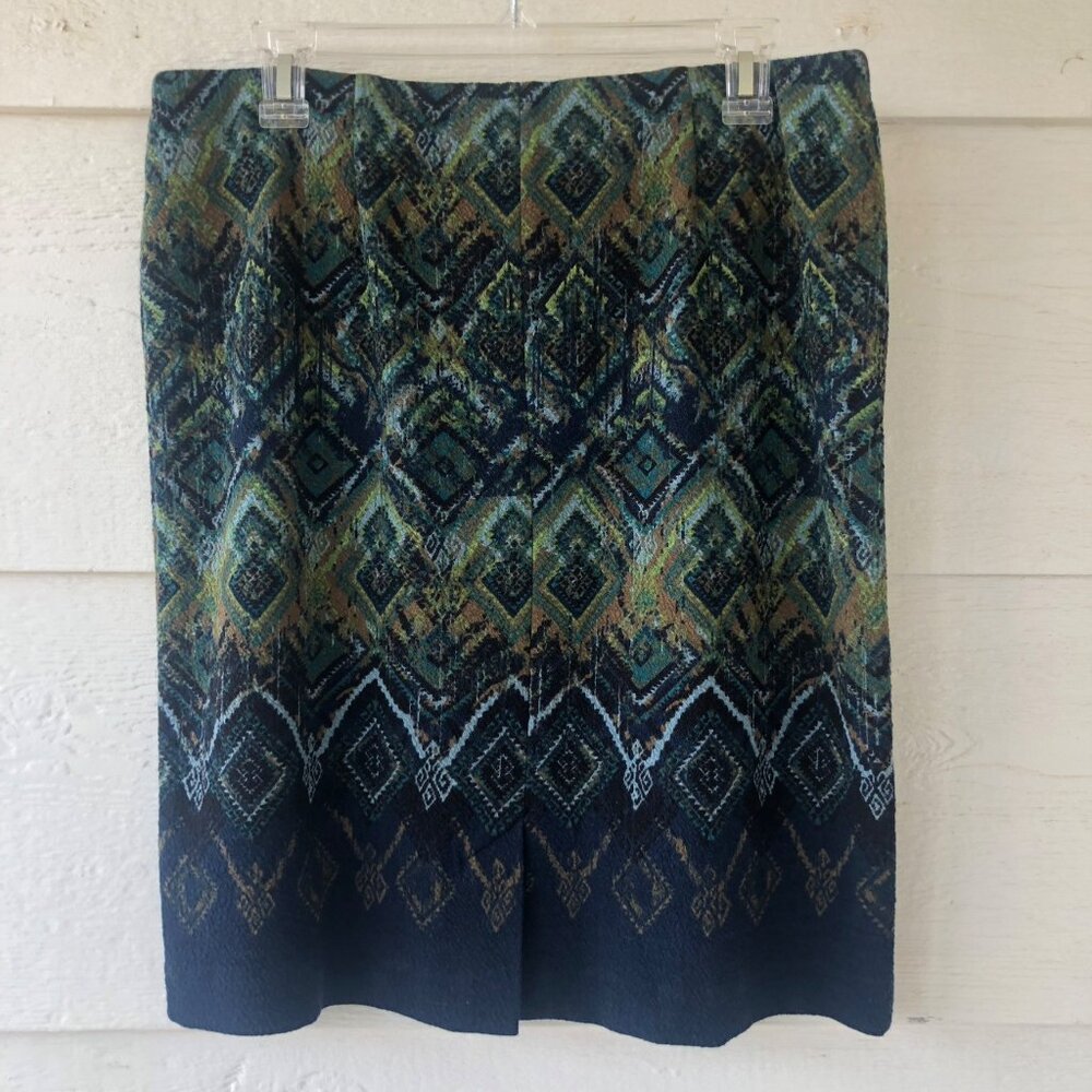 J Jill Size Medium Fully Lined Geometric Print Stretch Skirt - Picture 2 of 13